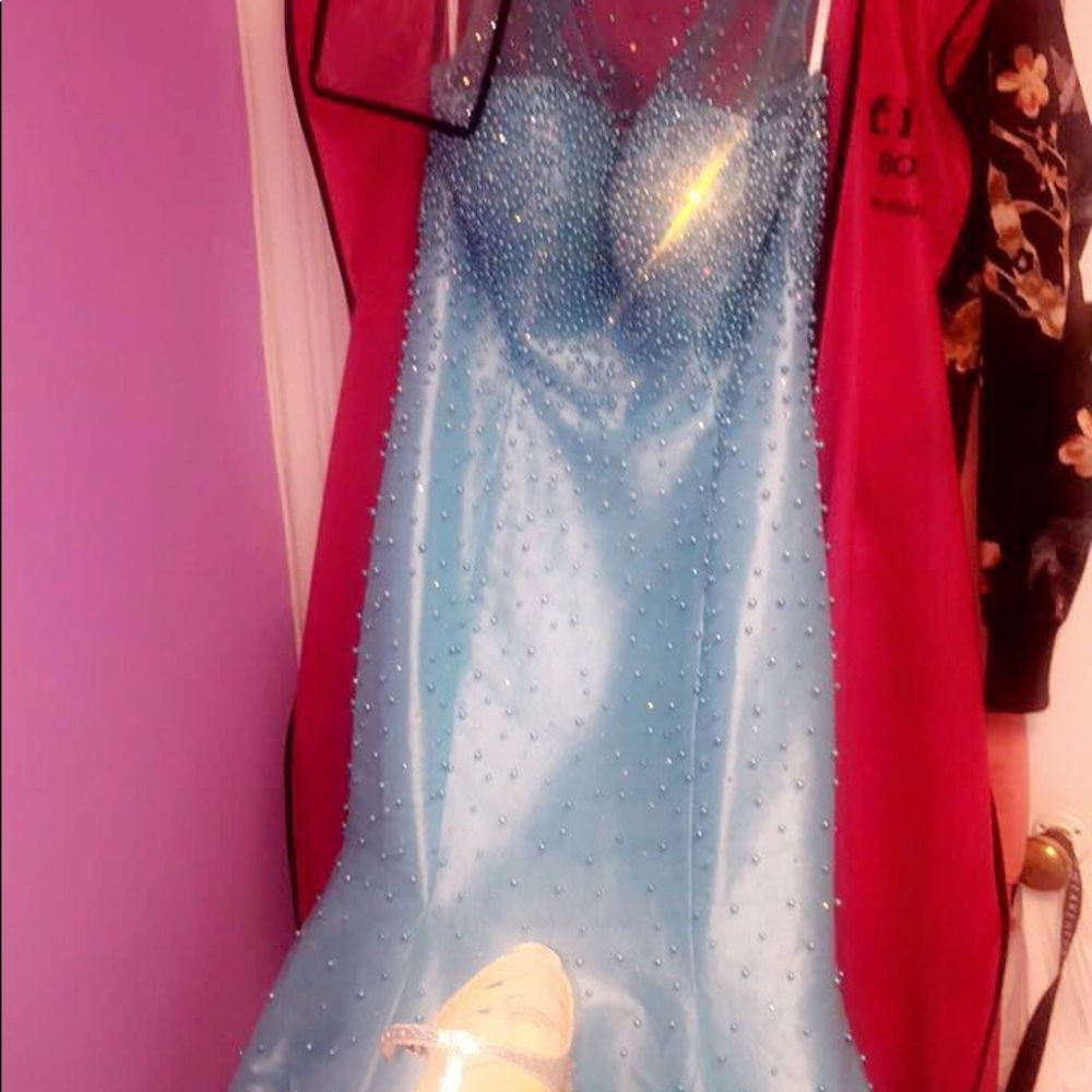 Mermaid style blue ball gown